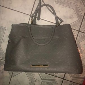 Gray Betsey Johnson Embossed Skull Satchel